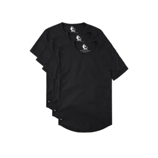 PLAYERAS CREW CURVE-HEM ALL BLACK PACK 3
