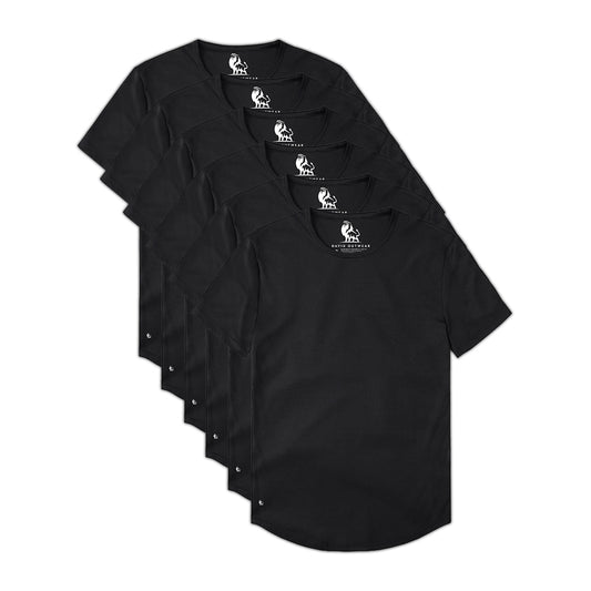 PLAYERAS CREW CURVE-HEM ALL BLACK PACK 6