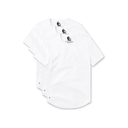 PLAYERAS CREW CURVE-HEM ALL WHITE PACK 3