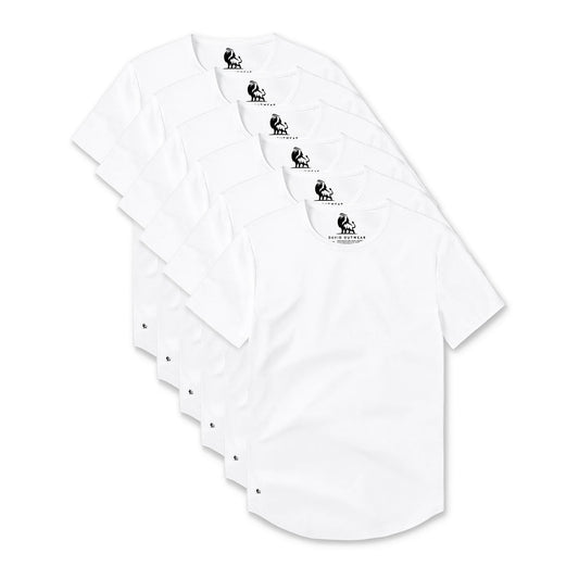 PLAYERAS CREW CURVE-HEM ALL WHITE PACK 6