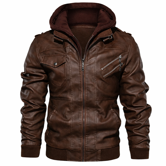 CHAMARRA SALVADOR EFECTO CUERO CON CAPUCHA