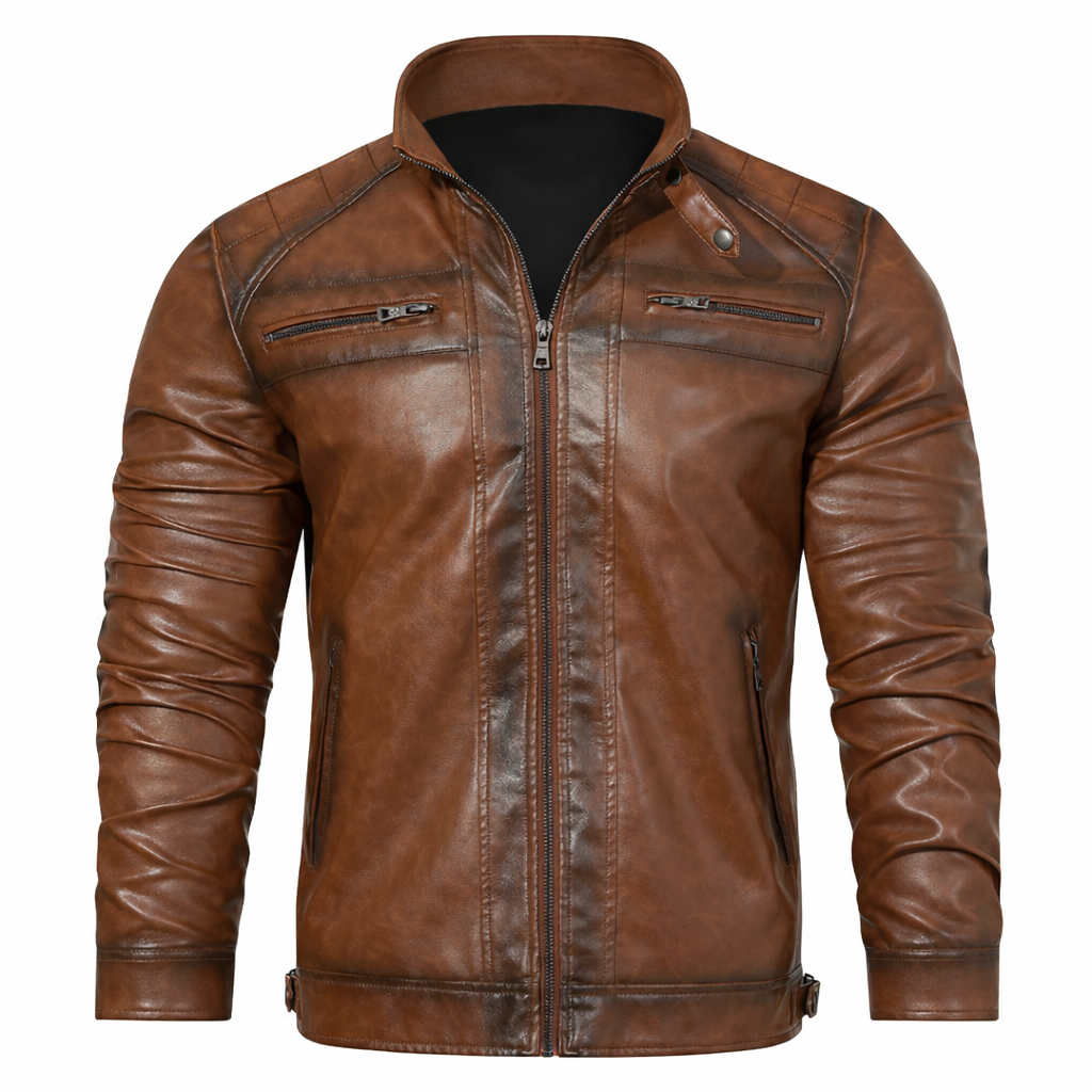 CHAMARRA ROADSTER EFECTO CUERO BORDADO